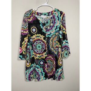 Joseph Ribkoff Mandala Print Colorful Lightweight Knit Jacket Size 8 NWT Artsy